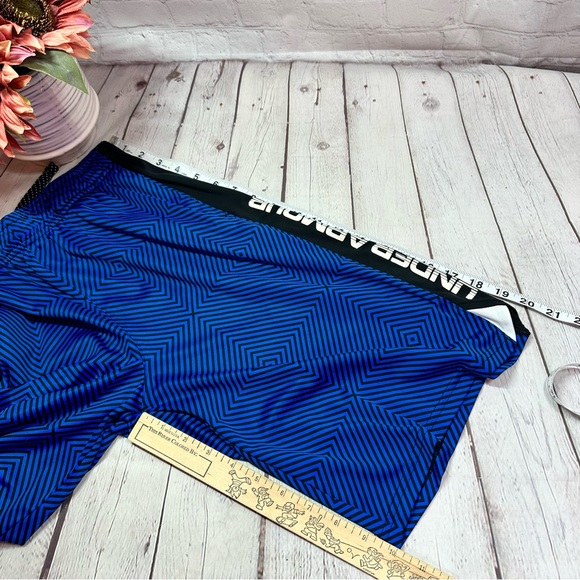 Under Armour youth L Geometric Blue Black Athletic loose fit Shorts streetwear - Picture 6 of 9